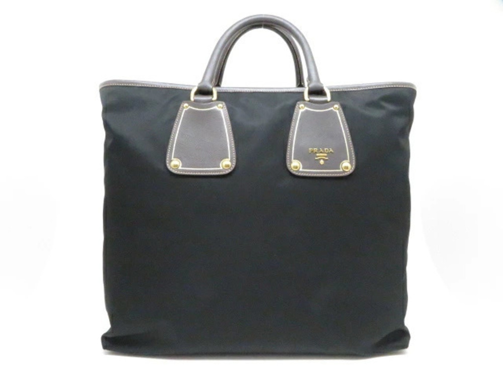 Prada bag shoulder tote black gray brown saffiano
